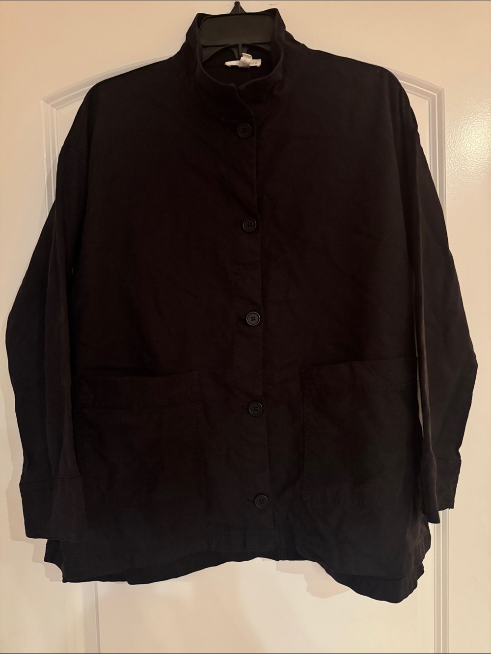 Eileen Fisher Cotton Hemp Stretch Stand Collar Jacket - Picture 6 of 12
